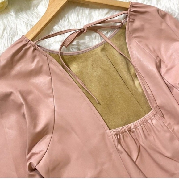 J. Crew Puff Sleeve Faux Leather Top, Size 10 - Picture 6 of 11